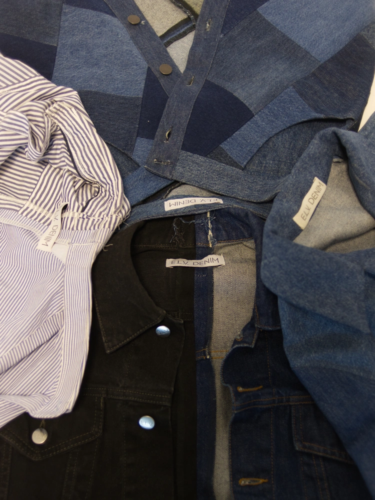 A view looking down at some of the E.L.V Denim garments.
